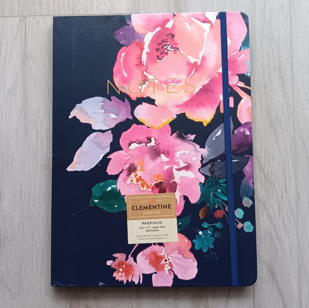 Clementine Paper Inc. Padfolio Floral Pink Navy Blue 8.5" by 11.5" Legal Pad